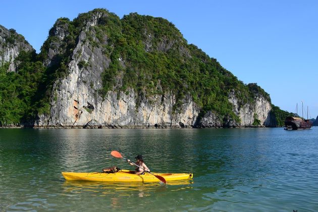 adventure tours vietnam give you a chance to explore halong bay by kayak
