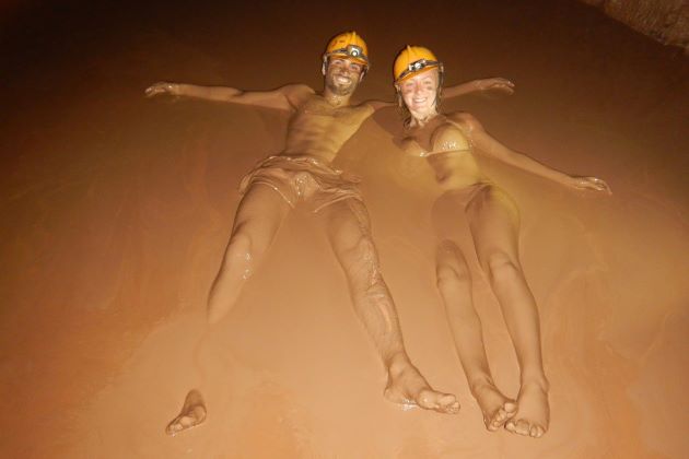 mud bath in dark cave