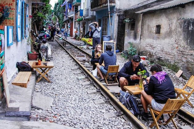 a coffee shop at hanoi train street