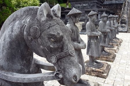 statues in Khai Dinh Tombs vietnam adventure tours