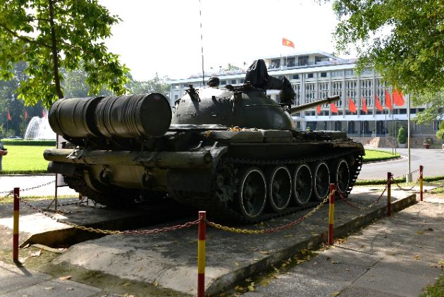 a tank display in the reunification palace
