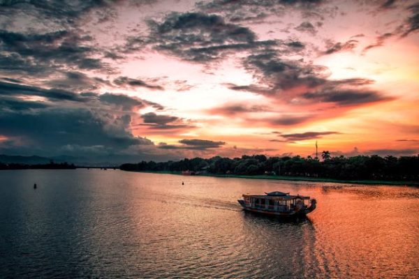 romantic sunset on perfume river