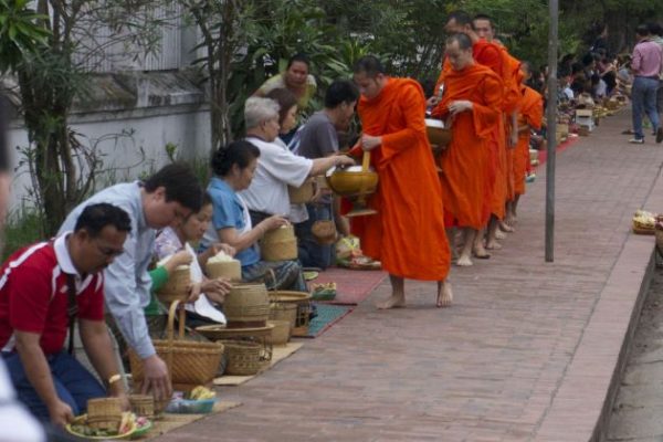 witness morning alms giving in luang prabang