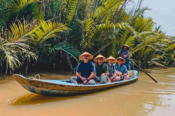 making rice paper in mekong delta