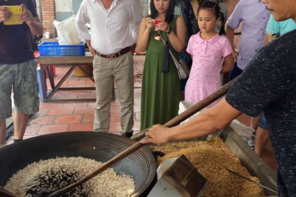 making popcorn in mekong delta