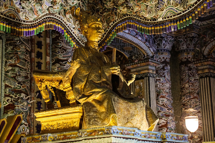 Emperor Khai Dinh With Golden Statue