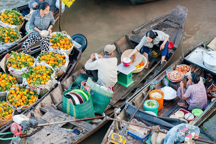 Cai Be Floating Market In Mekong Delta Vietnam