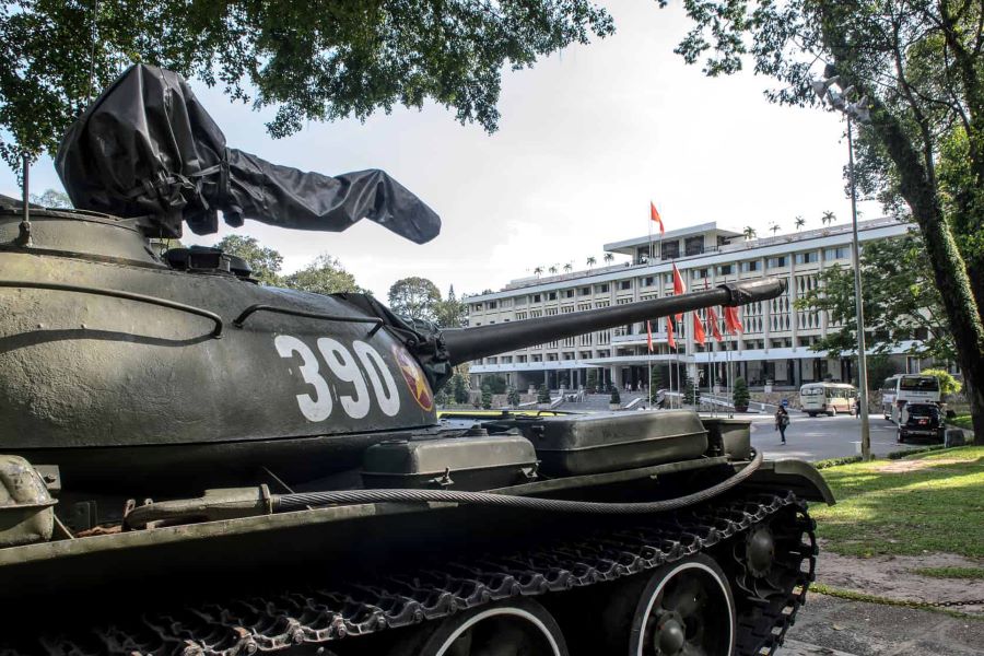 tank at reunification palace in saigon