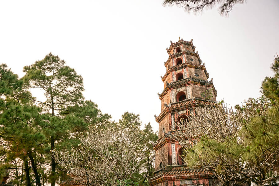 The Tower Of Thien Mu Pagoda In Hue