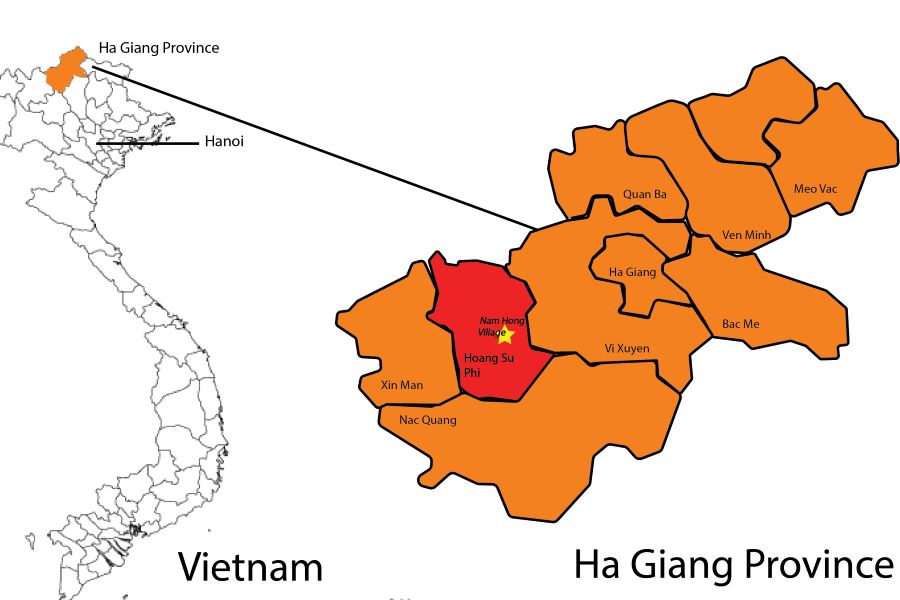 map for ha giang tour