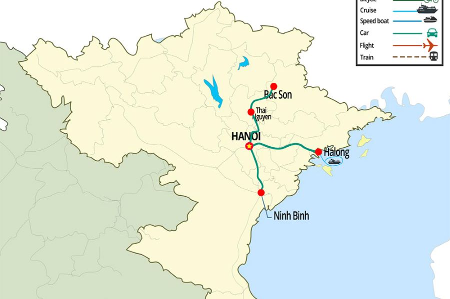 map of halong bay tour packages