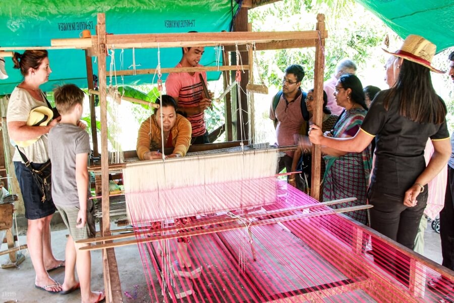 Cambodian making silk