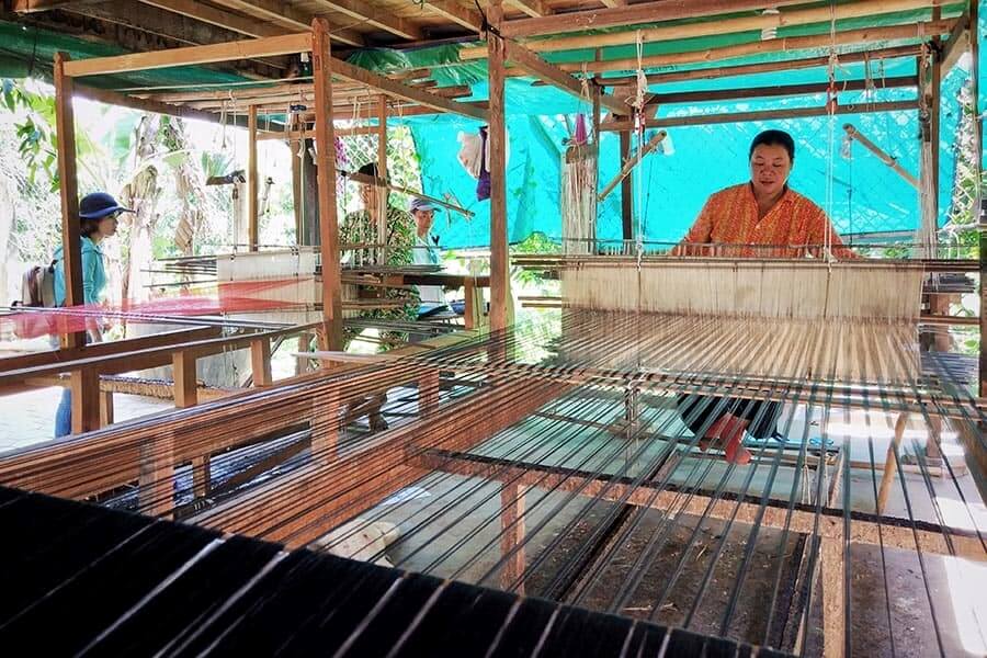 Making Cambodian silk 