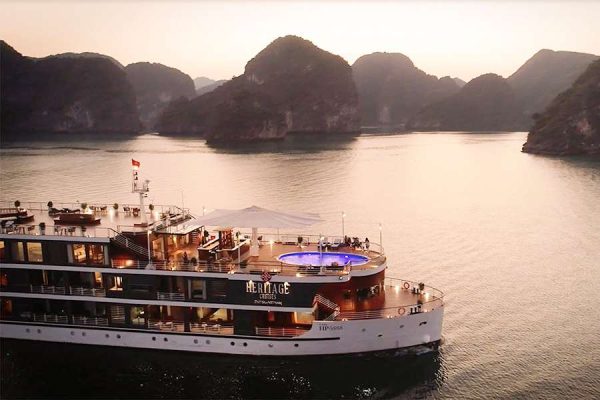 Sunset on Halong Bay - Heritage Cruise Binh Chuan