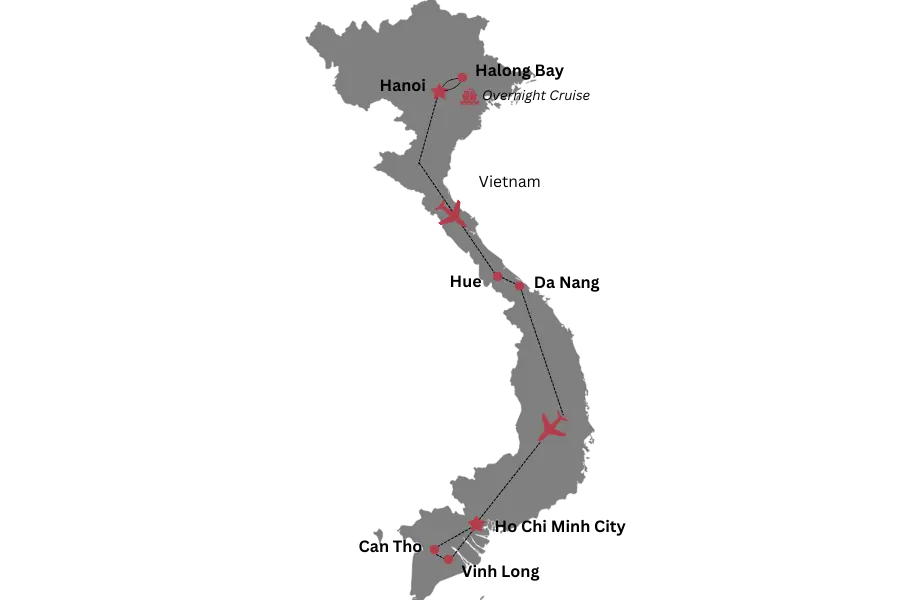Amazing Vietnam Tour Map - Vietnam Vacation Packages of Viet Vision Travel
