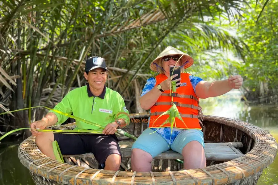 Basket boat ride experience included in Vietnam vacation packages
