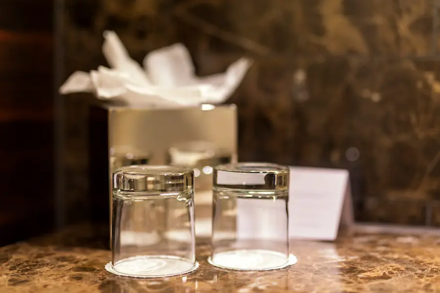 glass and cups at hotel